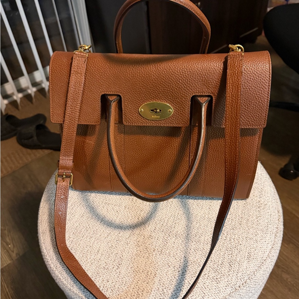 Mulberry Brown Pebbled Leather Top-Handle Satchel - Picture 3 of 8